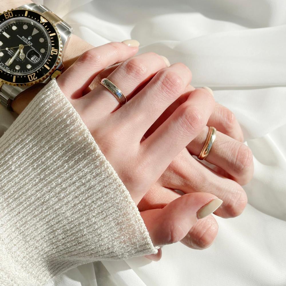 14k 18k GOLD 밀그레인 반지 커플링