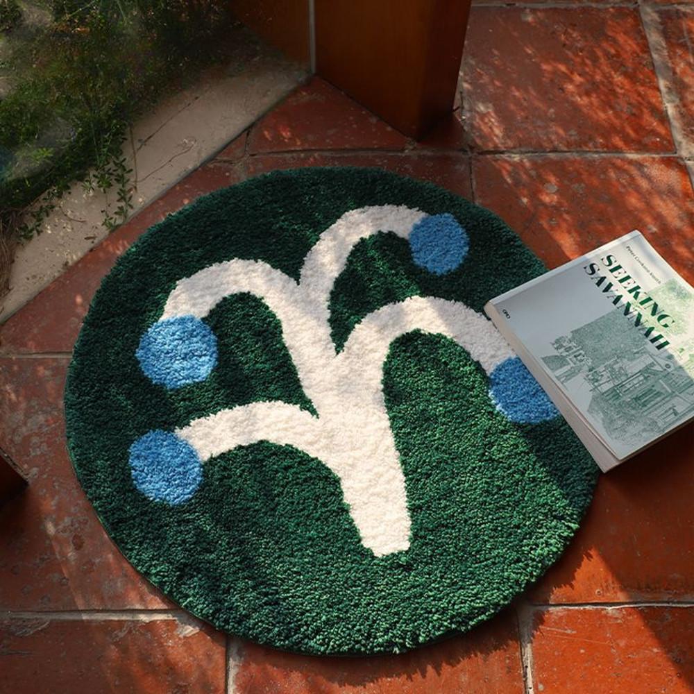 빈티지 원형 러그 60cm 북유럽 감성 단모 카페트 주방 발매트