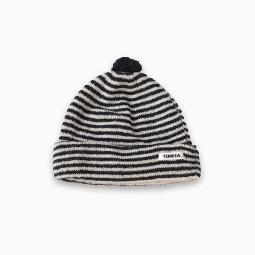 KNIT CAP BORDER - OATMEAL×CHARCOAL