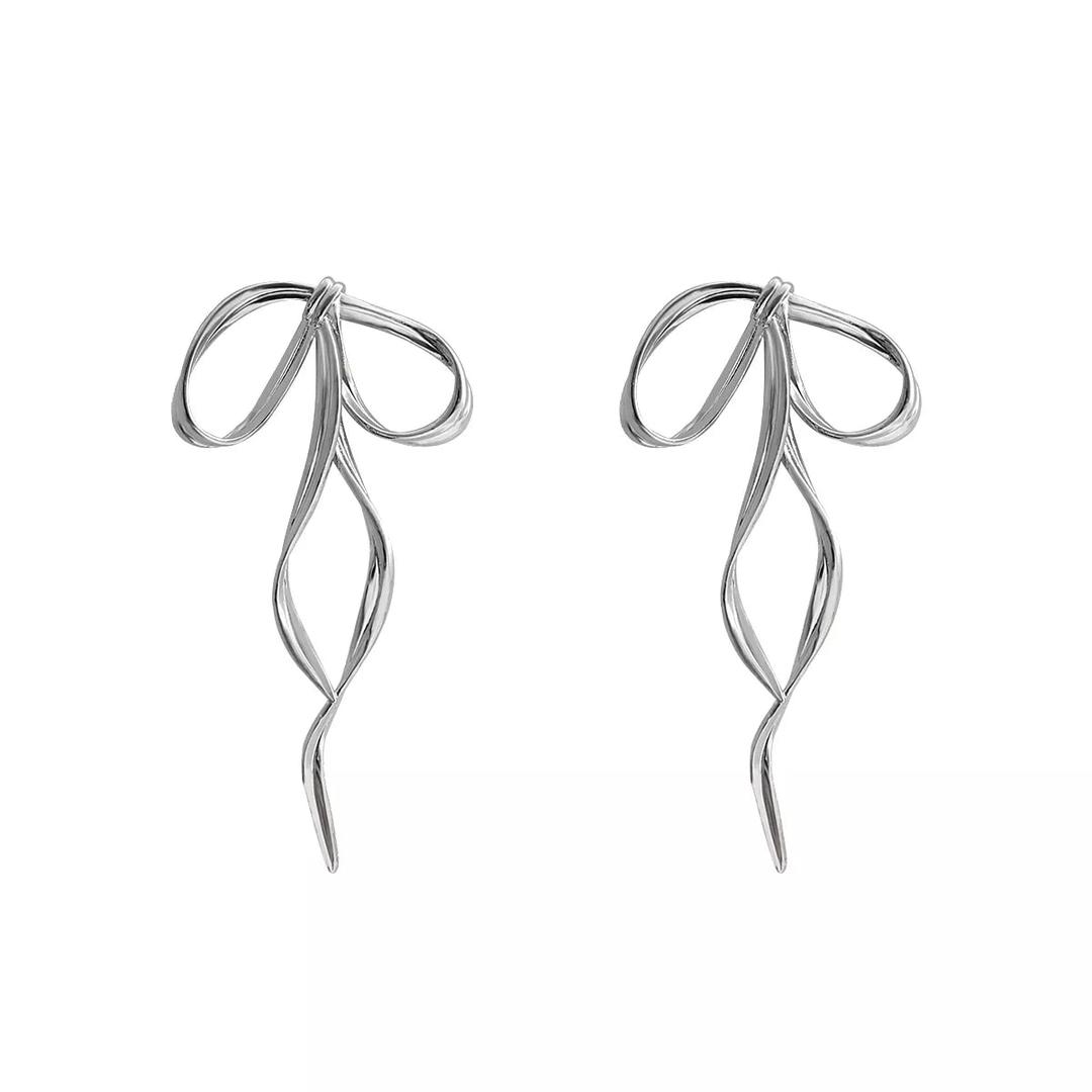 Silver Bowknot Earrings