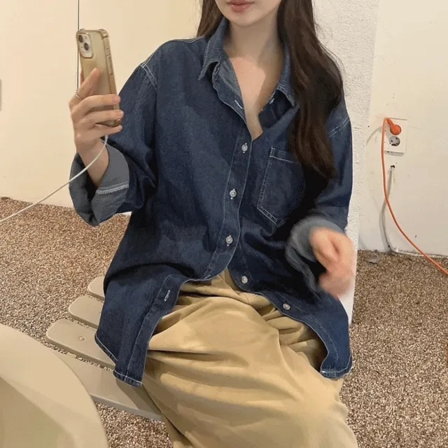 당일출고![연청,진청/루즈핏] 데님 긴팔 셔츠
