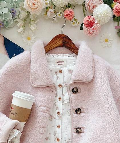 샐리 핑크 카라 퍼 자켓