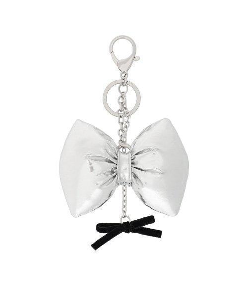 HEART RIBBON KEYRING SILVER