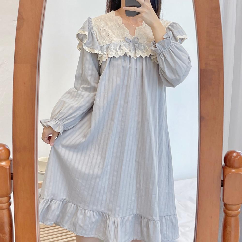 원피스 잠옷 레이스 빅사이즈 루이스 커플 잠옷 세트