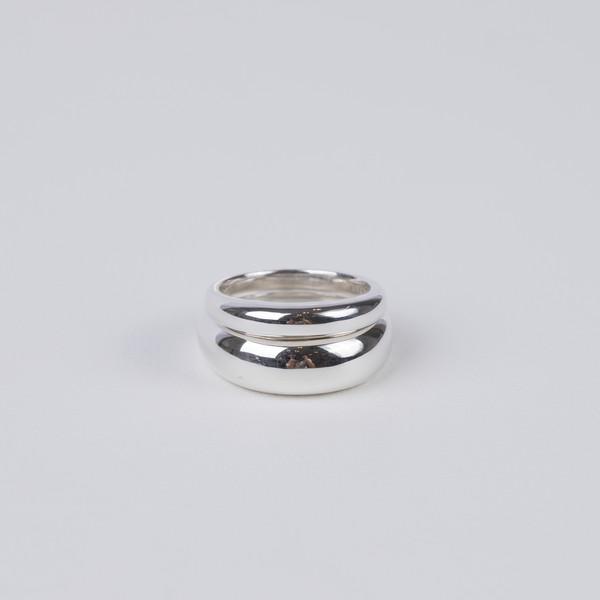 BASE LAYERED RINGS / SILVER (SET OF TWO)