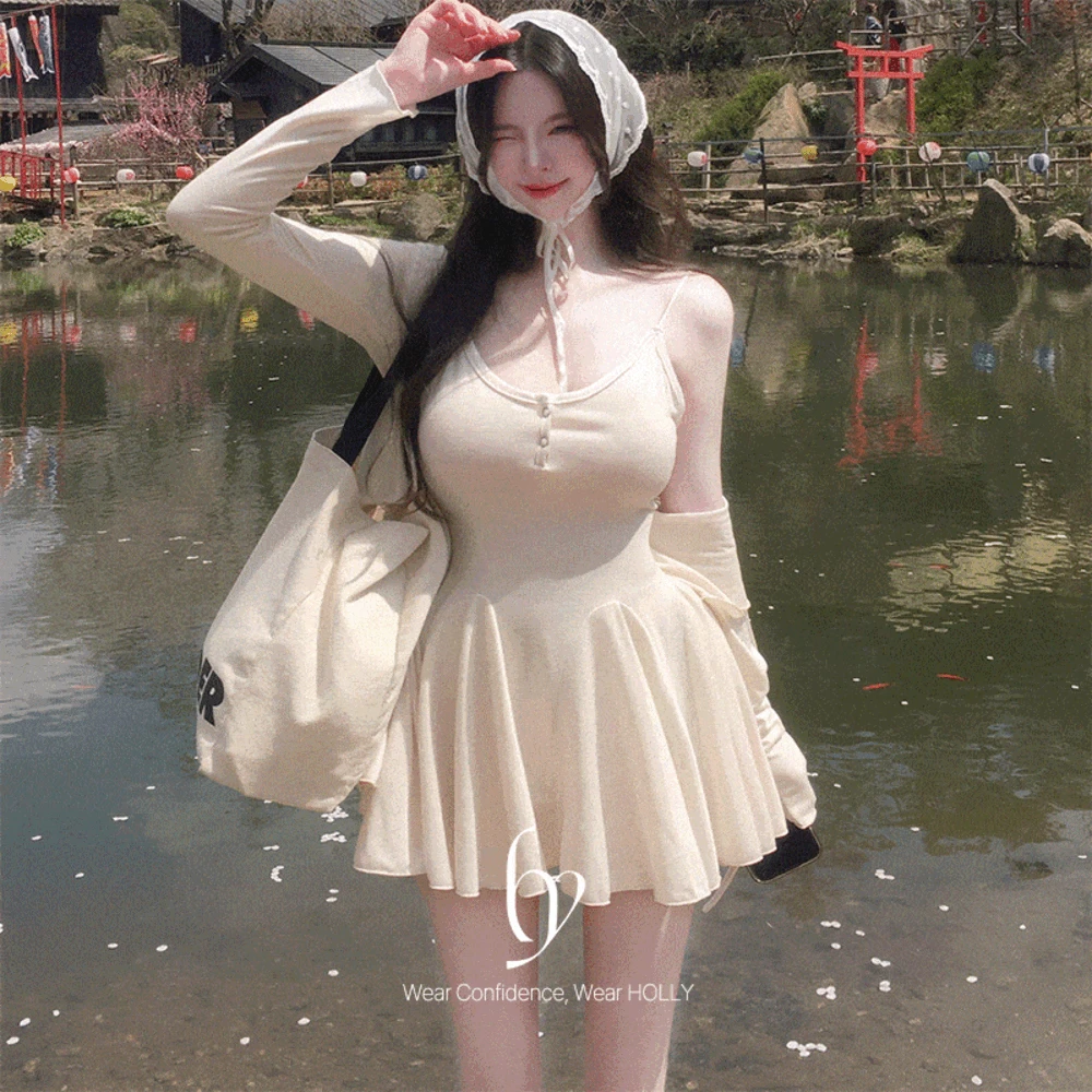(2size*속바지)[골넓보장!/한여름까지⛱] made 발레 플레어 나시원피스 3ps 세트 (볼레로+원피스+속바지)