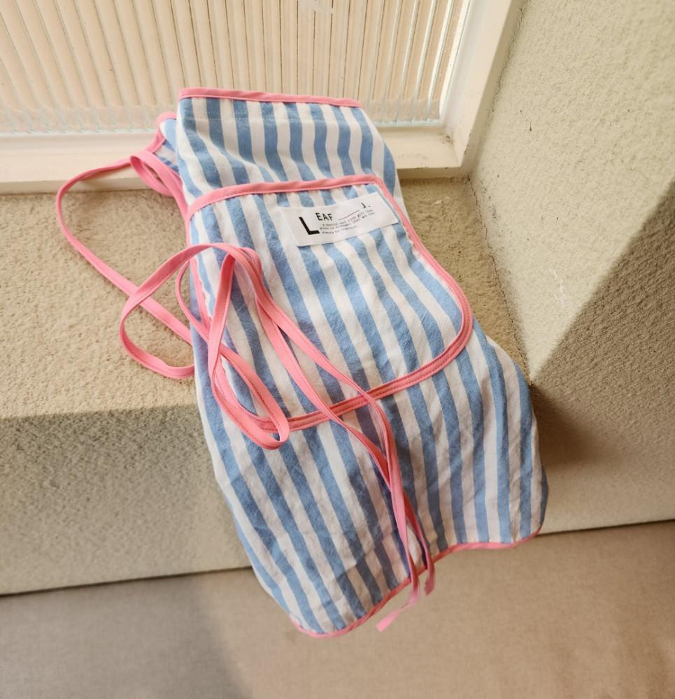 리프제이 앞치마 스카이스트라이프 캐주얼  어린이집 카페 공방