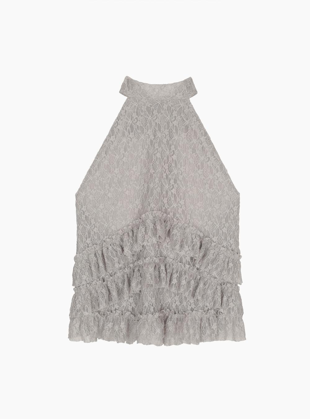 HALTER LACE BLOUSE (GRAY)