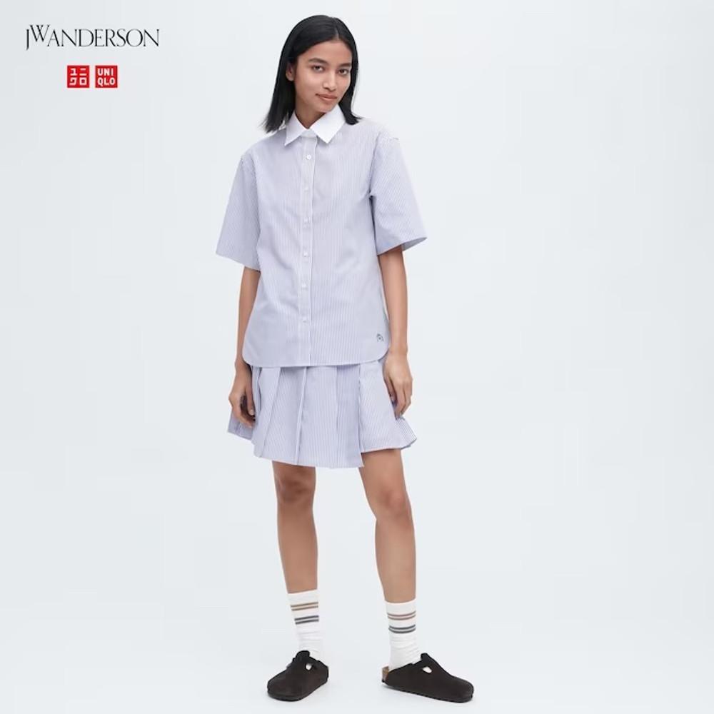 유니클로 JW 앤더슨 플리츠 스트라이프 미니스커트 치마 457703 2컬러