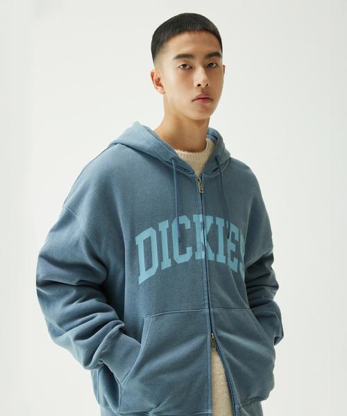 디키즈(DICKIES)  피그먼트 다잉 아치로고 후드집업 Faded Blue - 사이즈 & 후기 | 무신사