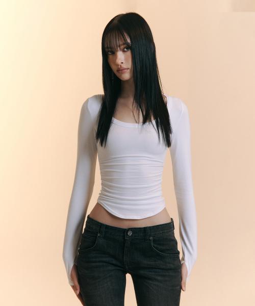 25FW New MOMO Shirring Top (White)