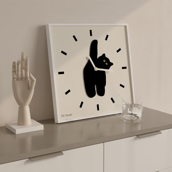[라쿠나스] 일러스트 캣 클락 (30*30cm ) / 무소음
