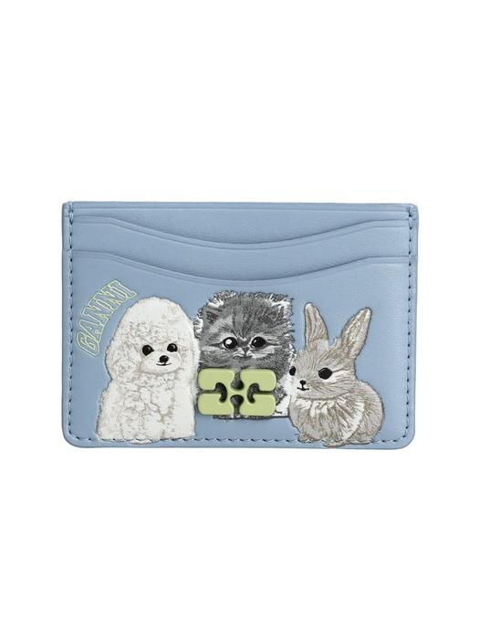 GANNI A6771 326 애니멀 그래픽 버터플라이 로고 카드지갑