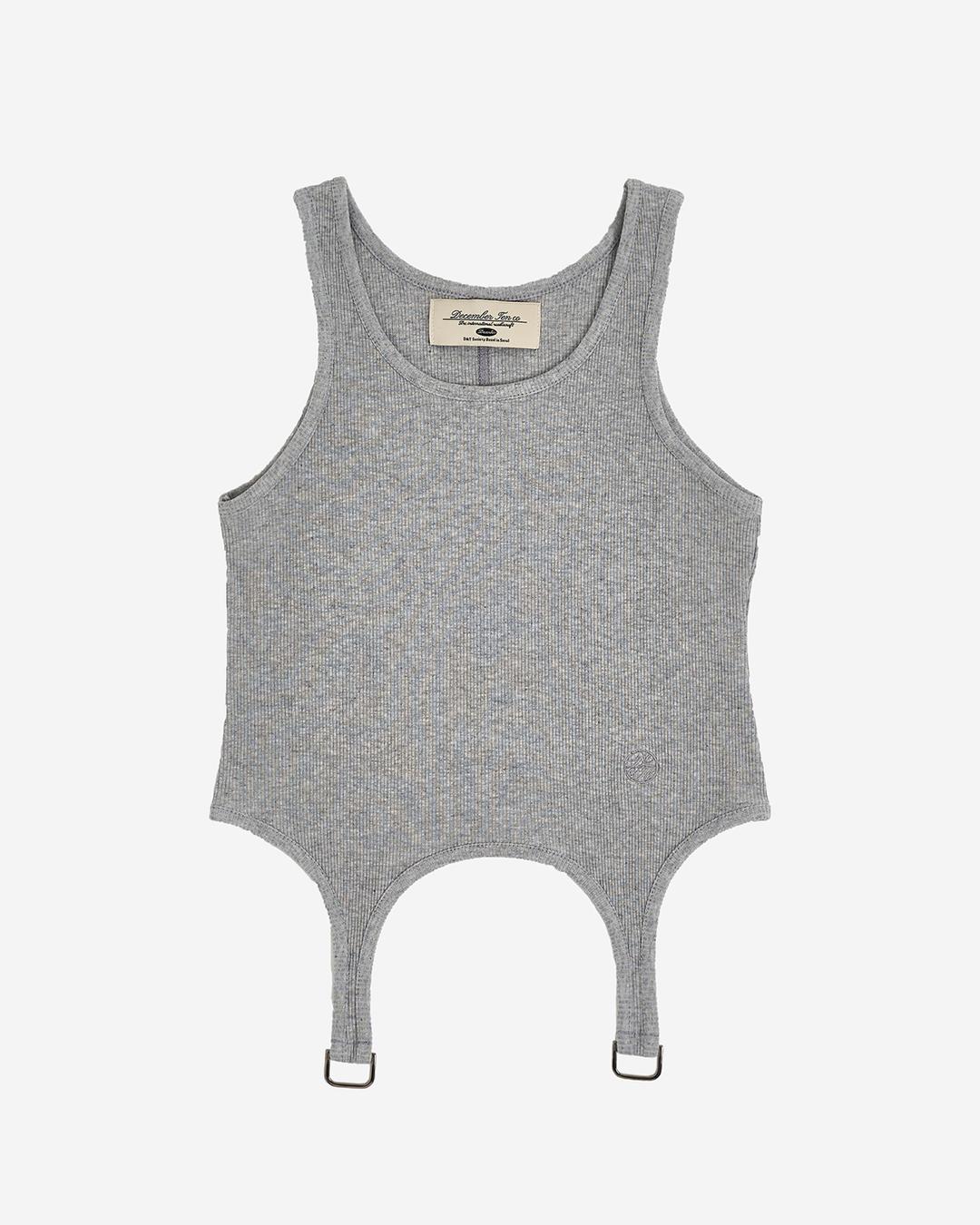 Suspender Rib Tank Top Grey