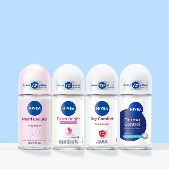 니베아 데오드란트 롤온 50ml (무향/드라이/브라이트/펄앤뷰티) 4종 택1