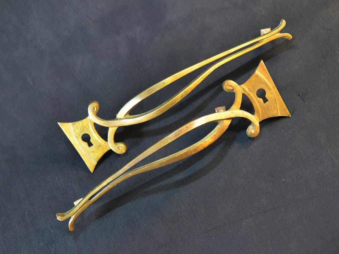 2 Art Deco Vintage French Cupboard Handles, Antique Cast Bronze Door Drawer Cabinet Handles, Restoration Project Hardware