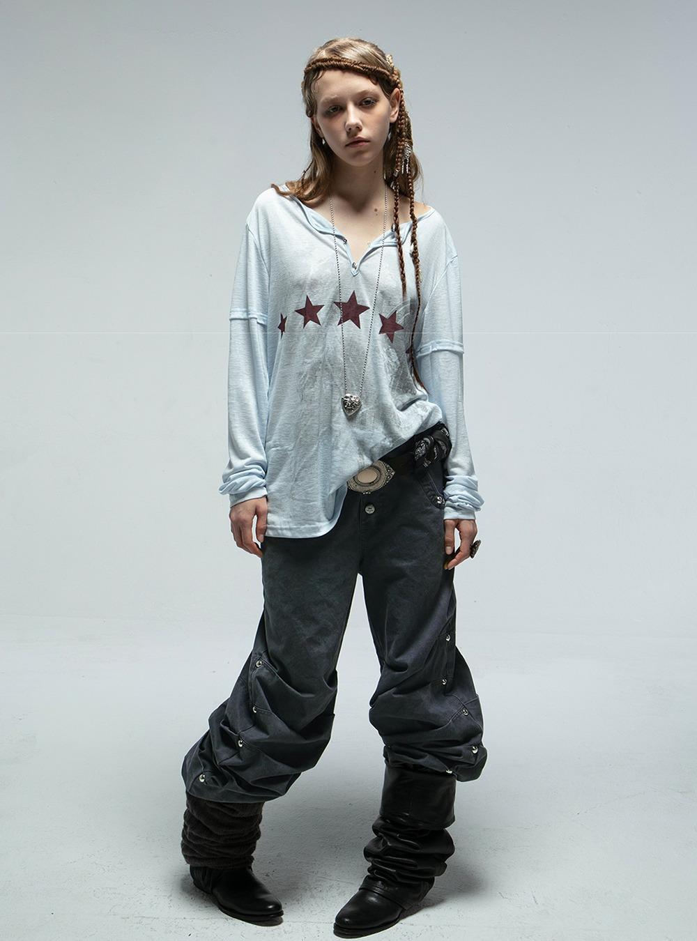 Loose Fit Summer V-Neck Long Sleeve (2color)