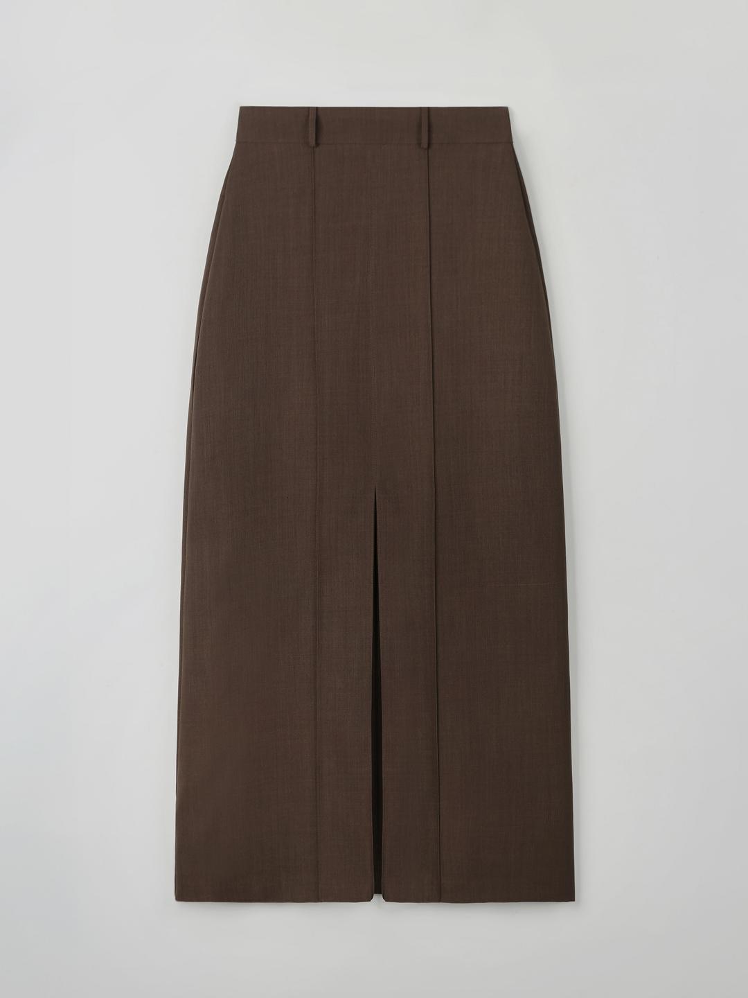 MADE  로엔 모던 슬릿 맥시 스커트  - BROWN