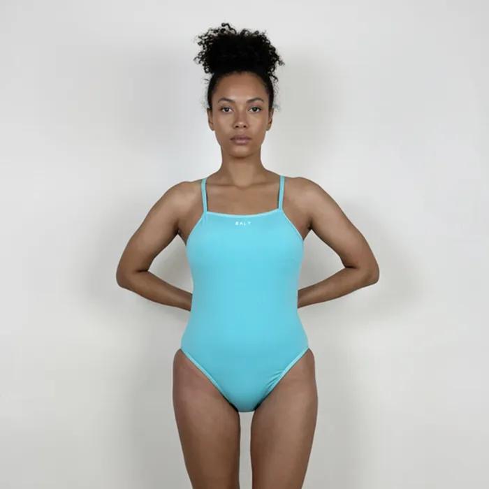 에메랄드 블루그린 여자 리버시블 원피스 수영복