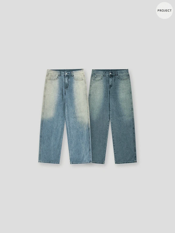 [기획] 디너 사이드 워싱 와이드 데님팬츠