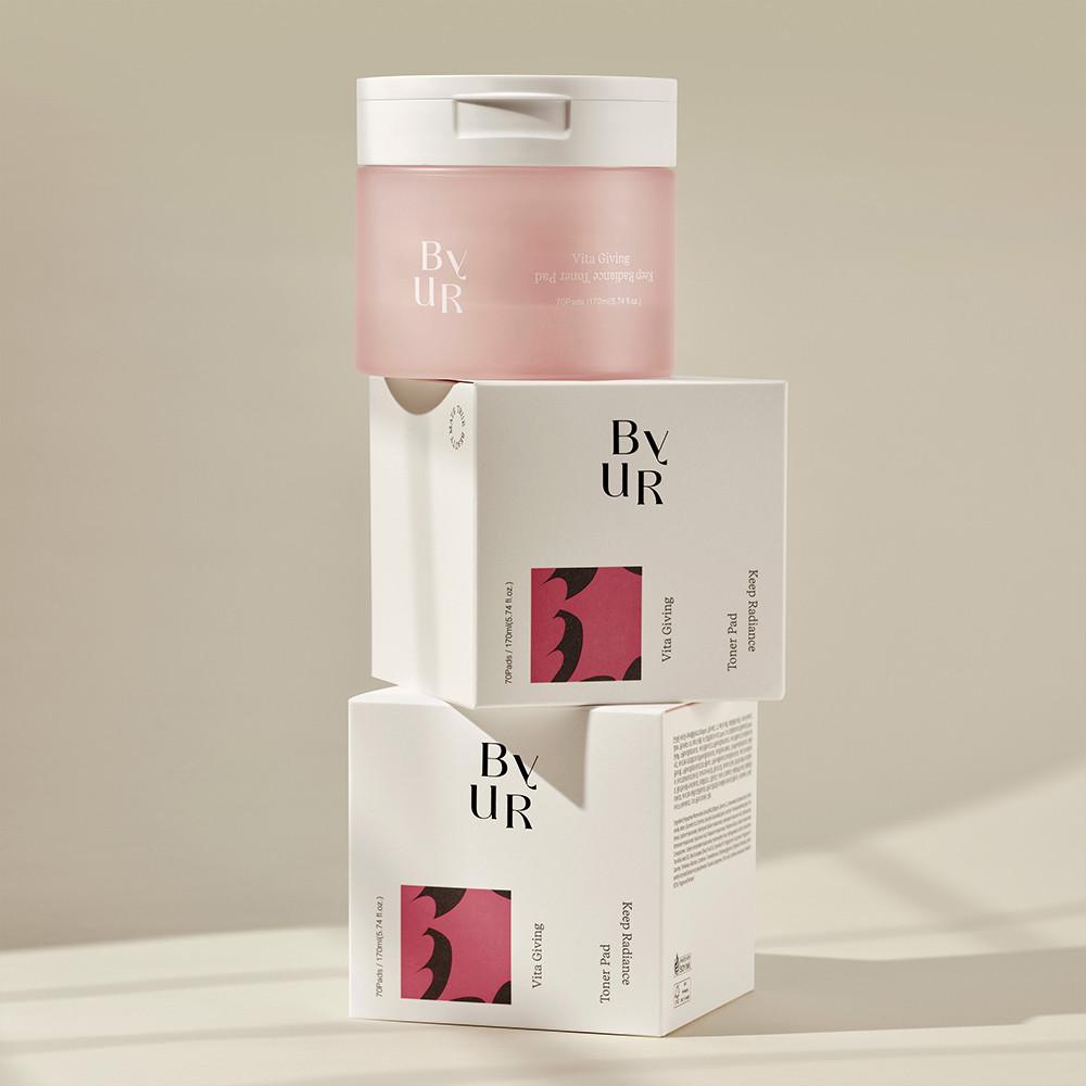 [클리어런스][2개세트]바이유어 비타기빙 킵래디언스 미백 비타민 수분 토너패드 70매+70매