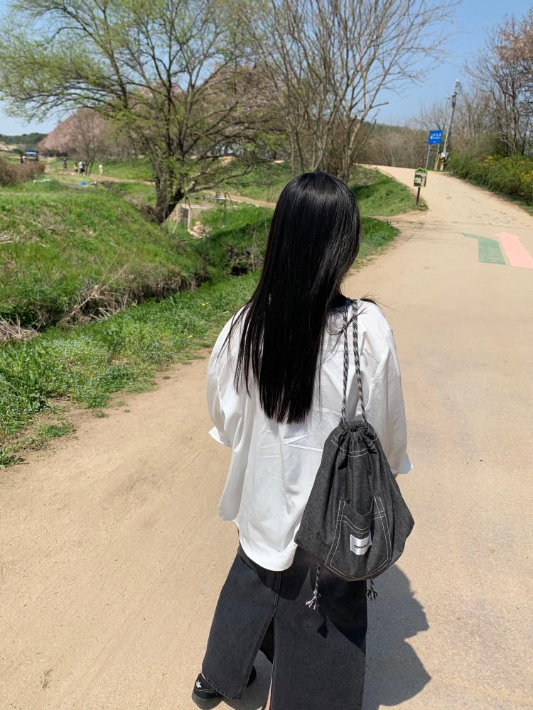 ppocketto black denim string bag 뽀겟또 흑청 스트링백 스트링백팩