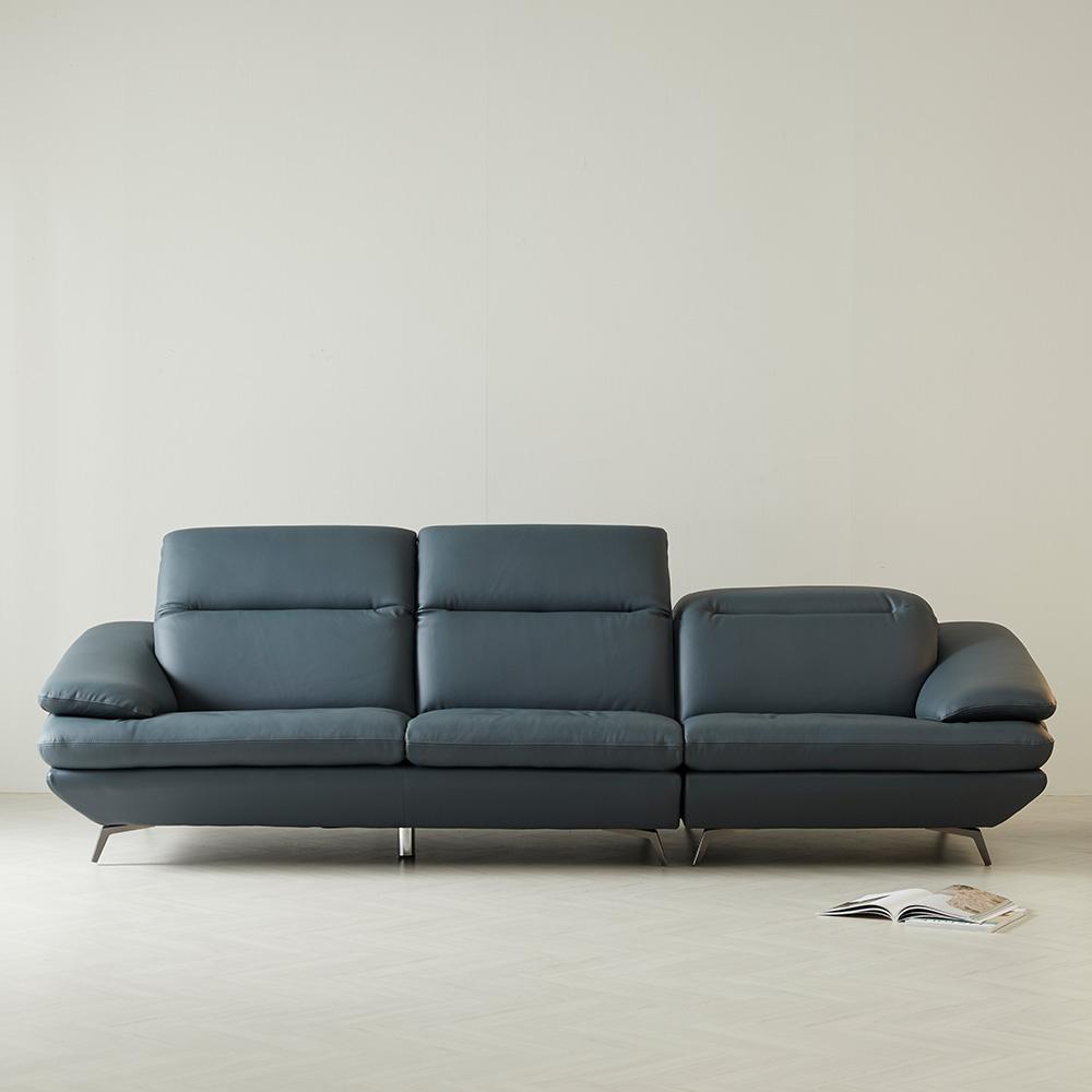 태프트 천연 황소 면피 통가죽 4인용 소파