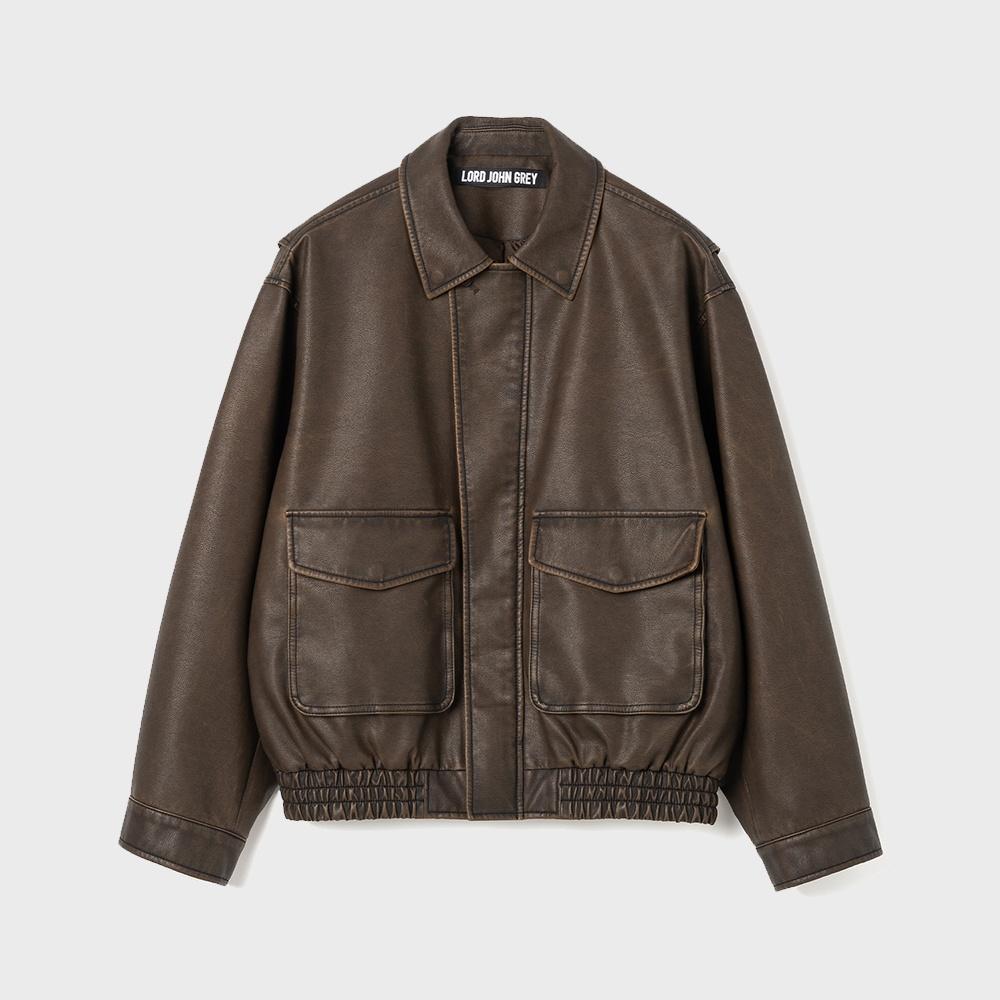 A-2 leather jacket brown washed