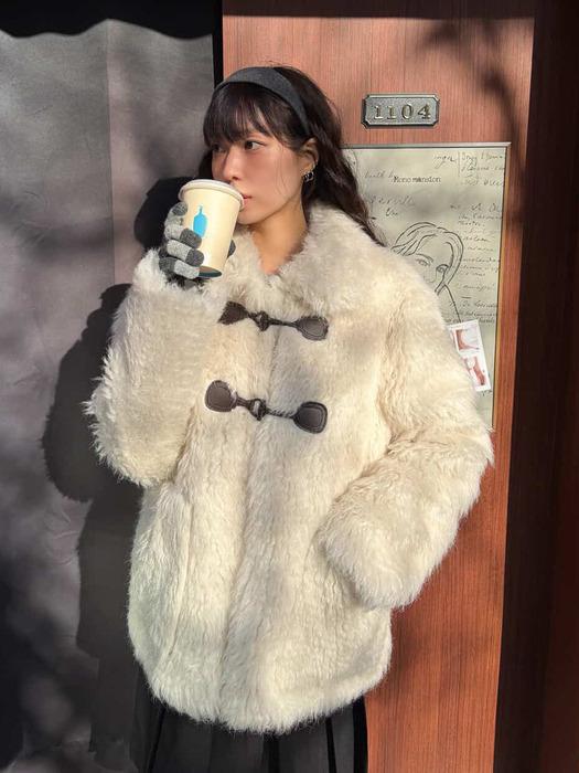 A SHEARING FUR HALF COAT_IVORY