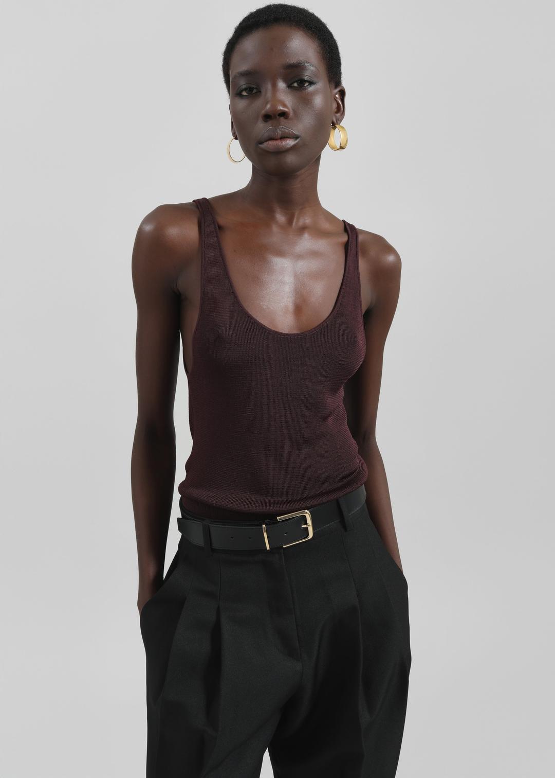 Rivo Knit Tank Top - Burgundy - L