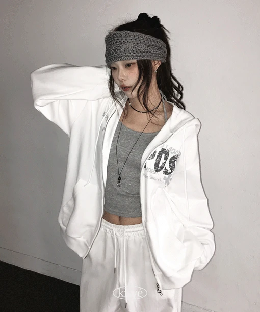 [여리오버핏🤍] 쿠폿 투웨이 빈티지 프린팅 후드 집업 - 3color