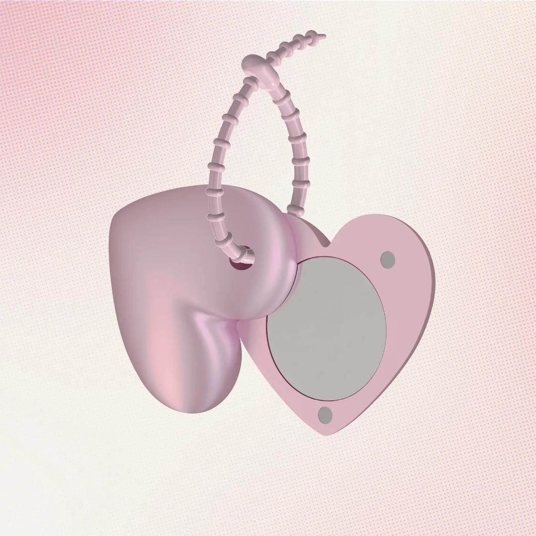 쏠띵즈 핑크 하트 미니 거울 3D Pink Heart Mirror 🪞💗