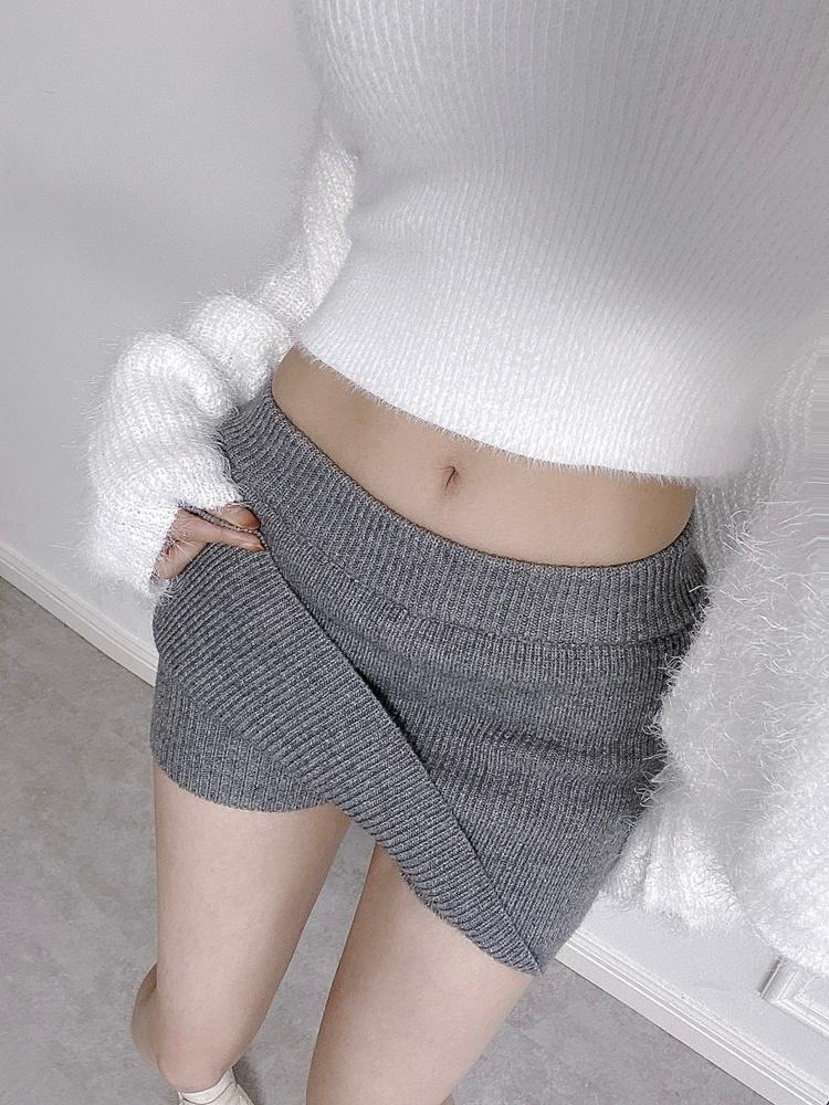 [로우라이즈/속바지O] 골반핏 골지 니트 미니스커트