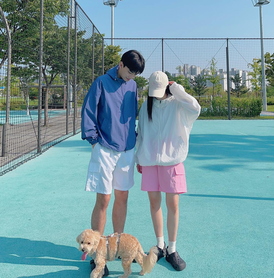 *사이즈조절/고프코어* 가을 커플 후드 바람막이 자켓 데이트 여행 코디룩 시밀러룩