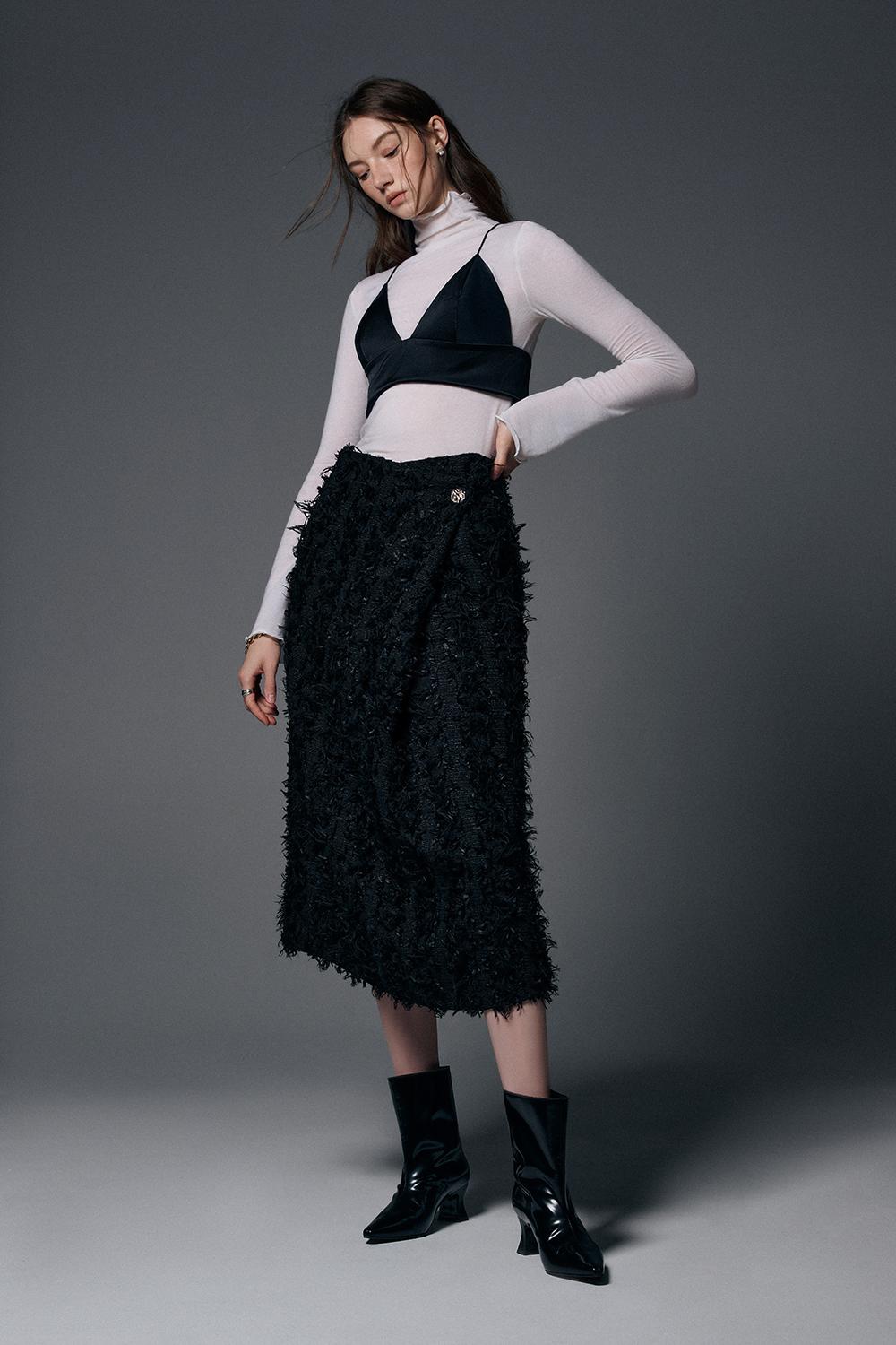 Couture Tweed Wrap Skirt