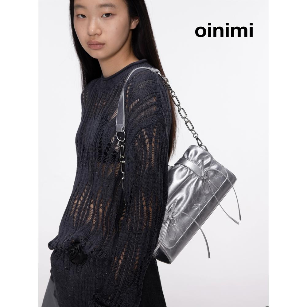 OINIMI 발레코어 실버 리본 체인 멀티 백팩 숄더 크로스백 (2color)