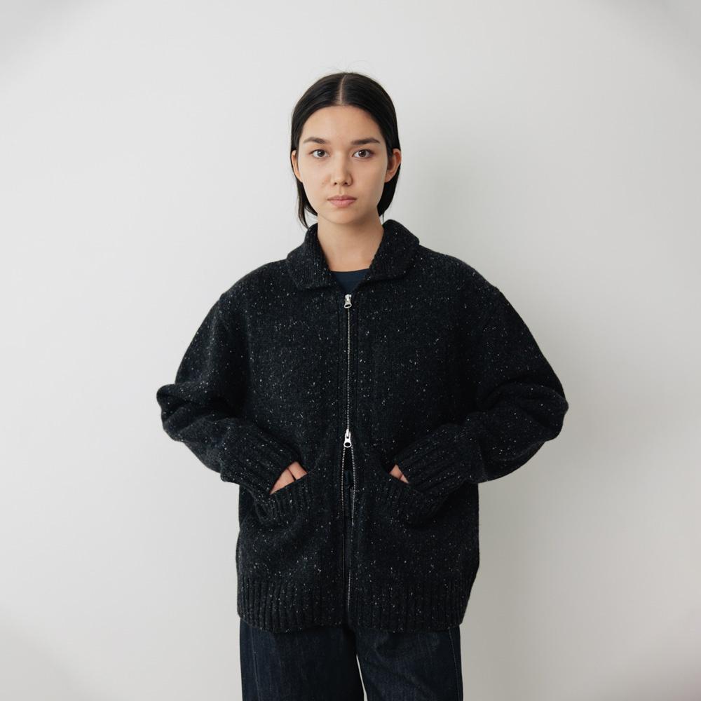 4pockets zip-up knit cardigan (Charcoal)