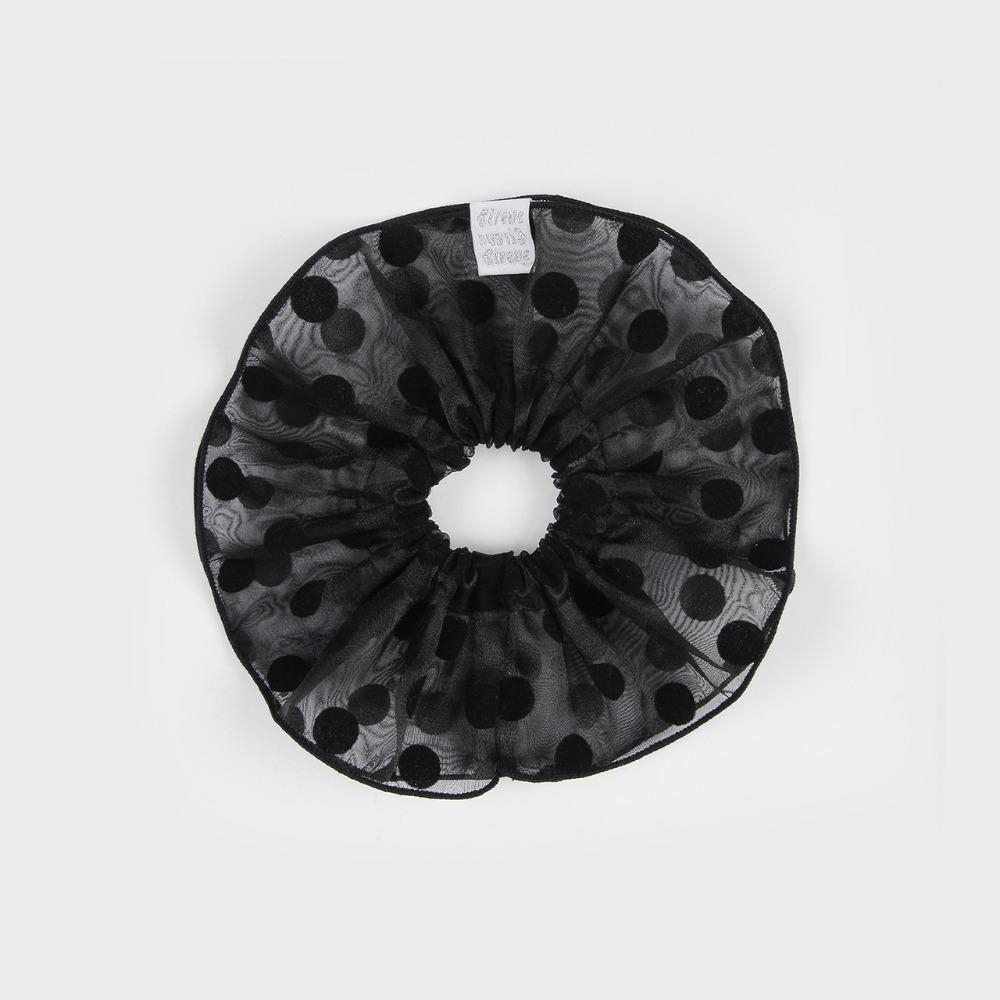 POLKA DOT ORGANZA SCRUNCHIE (BLACK)