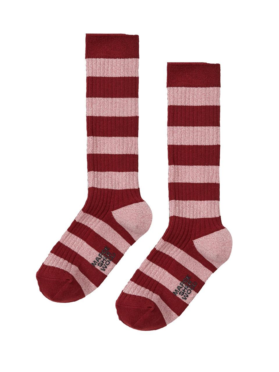 METAL STRIPE SOCKS_red stripe