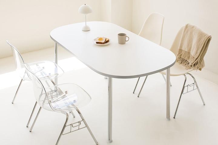 어반 둥근사각 실버테이블 4인용 식탁 카페 미드센츄리모던 1500