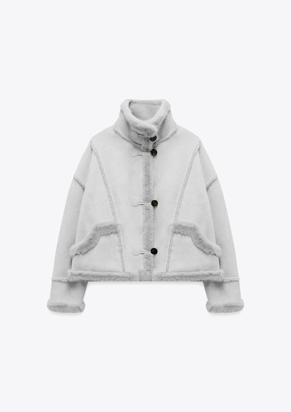 하이넥 스웨이드 무스탕 자켓(MAFDJK11MLG)