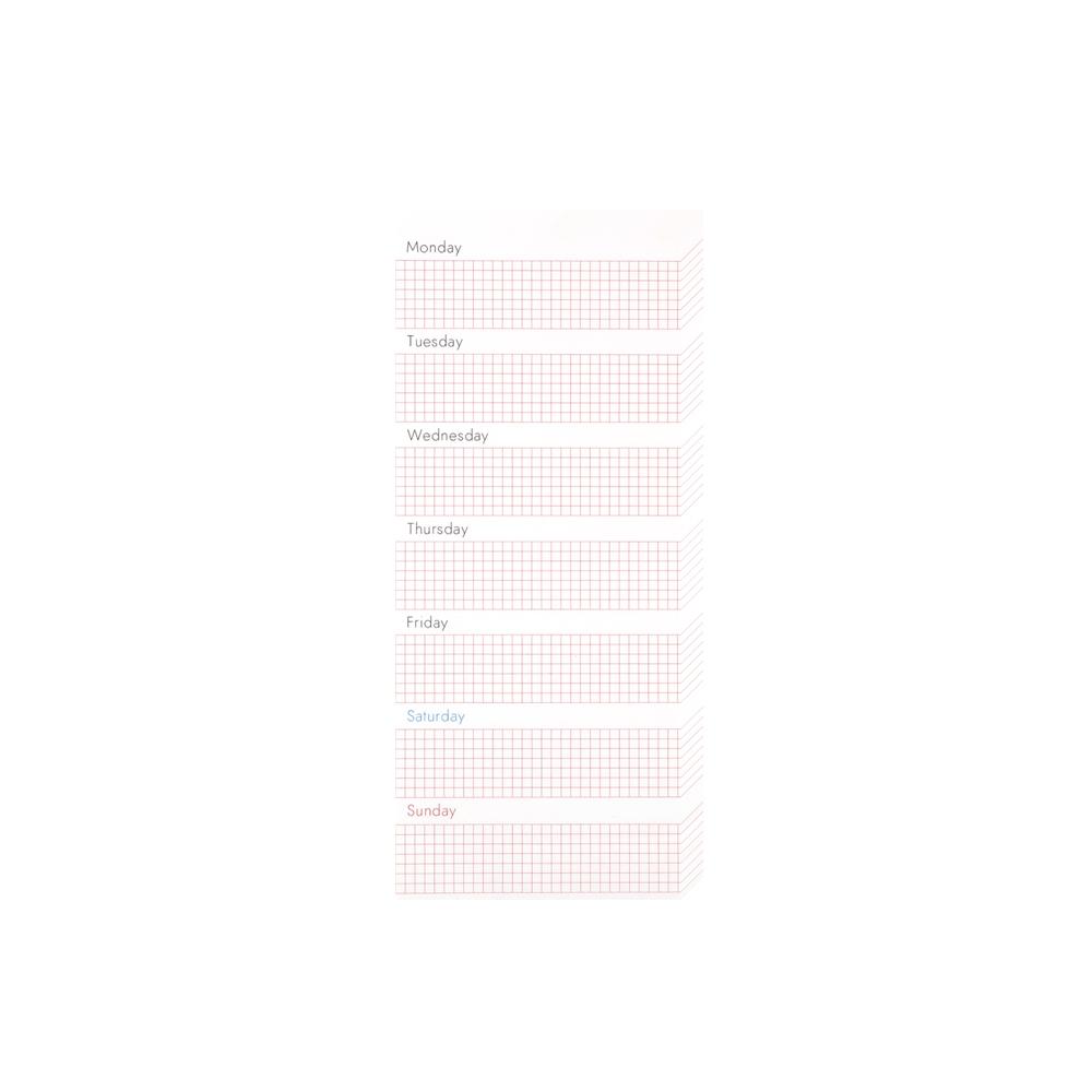 Weekly memo pad (red grid)