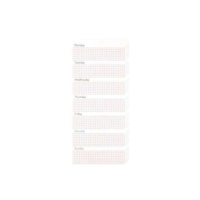 Weekly memo pad (red grid)