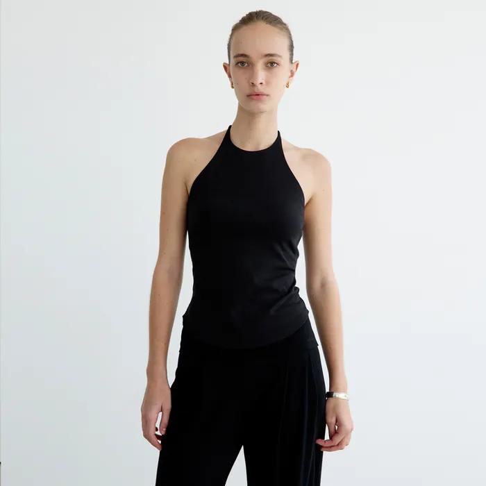Pad Cup Halter Top - Black