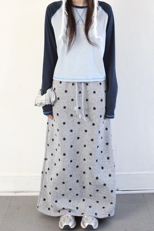 warm star long skirt (grey)