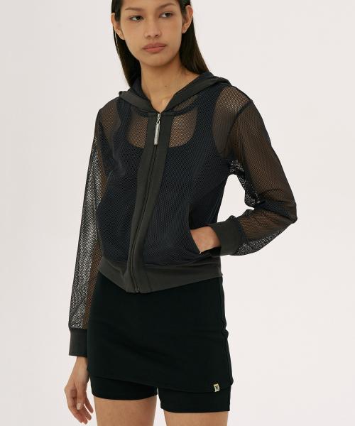 Net Mesh Hoodie Brown