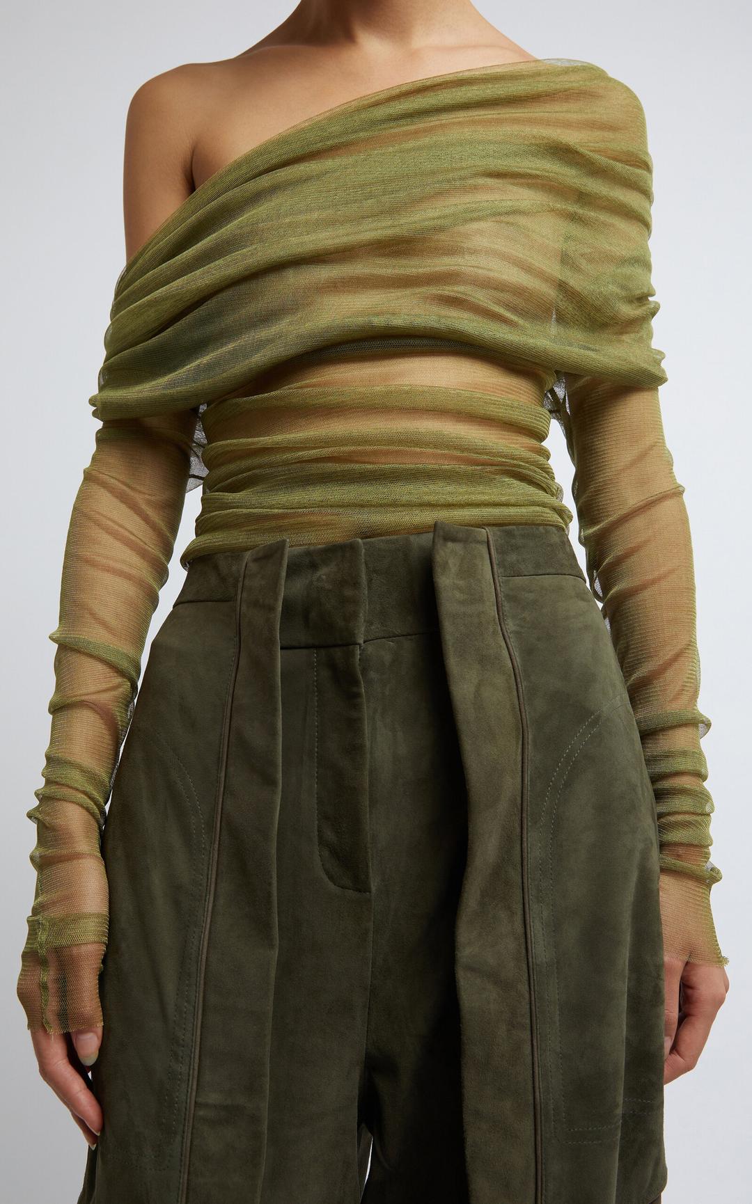 Veiled Asymmetric Silk Top