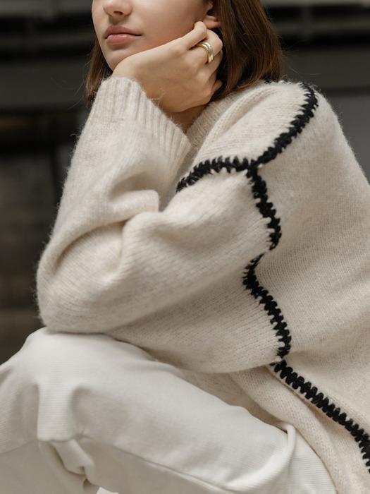 CHUNKY CRWNECK SWEATER_NFKN4140 (IVORY)