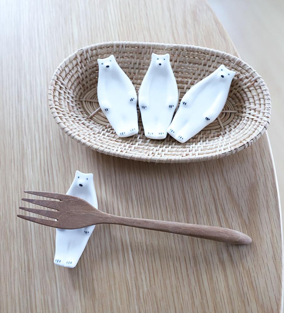 북극곰 폴라베어 도자기 수저받침 젓가락받침