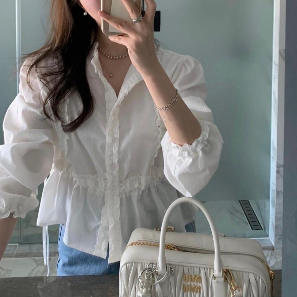 프영띵 pyt 봄 레이스 선샤인 러블리 화이트 블라우스 프리티영띵